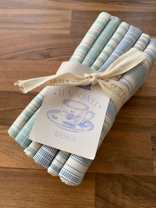 Tilda Basics - Fat Quarter Bundle - Tea Towel - Pale Green/Pale Blue