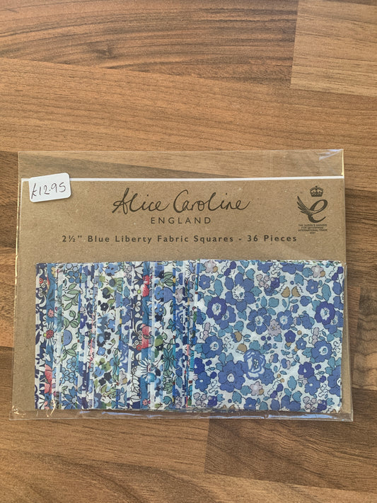 Alice Caroline 2.5" Liberty Fabric Squares - 36 Assorted Blues
