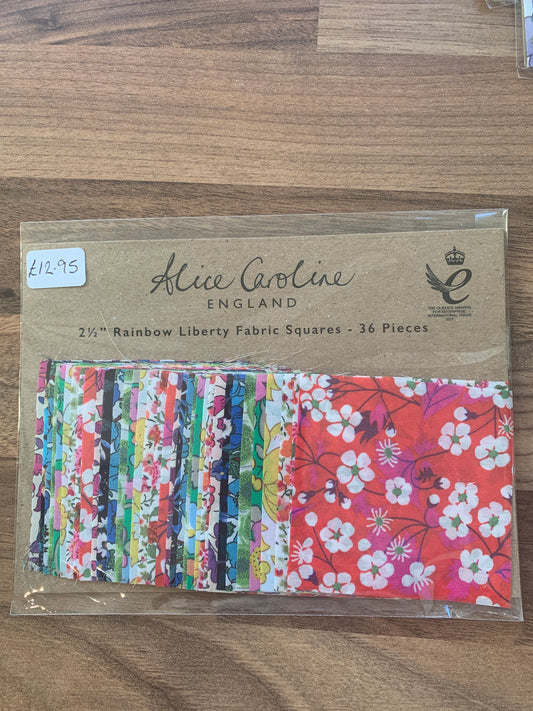 Alice Caroline 2.5" Liberty Fabric Squares - 36 Rainbow colours