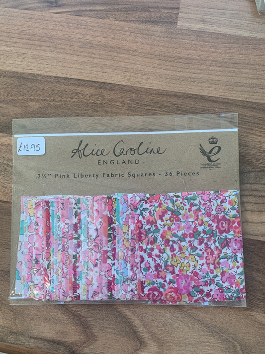 Alice Caroline 2.5" Liberty Fabric Squares - 36 Assorted pinks