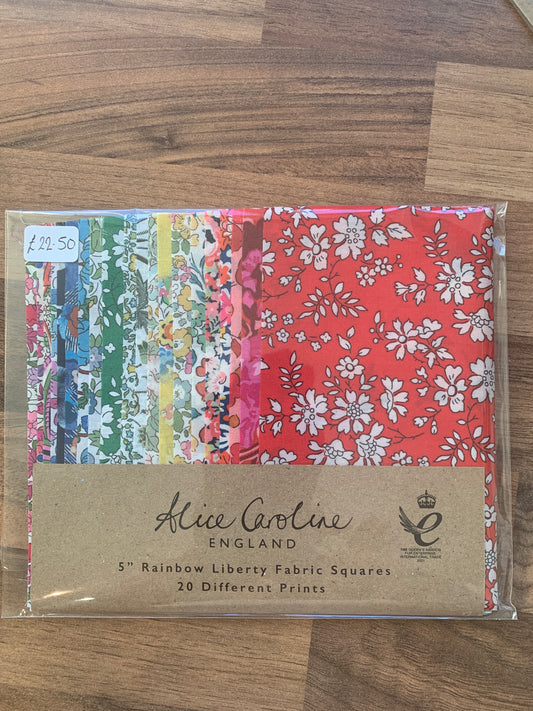 Alice Caroline 5" Liberty Fabric Squares - 20 Assorted colours and designs